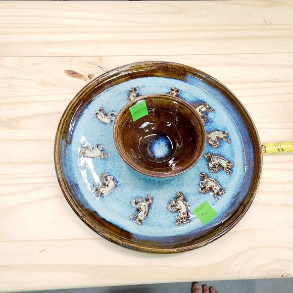 Beautifully Handcrafted, Glazed Pottery Chip & Dip PRE-OWNED - Picture 2 of 7